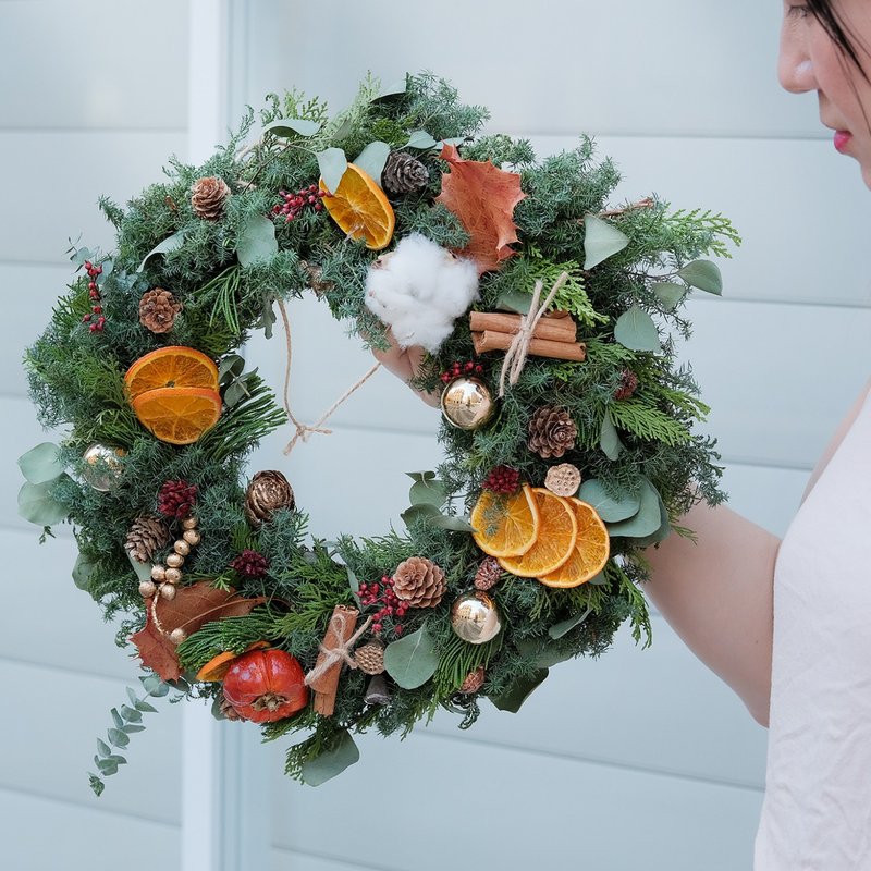 2024 - Harvest Fruit Cedar Christmas Wreath/Christmas Gift Exchange Gift Christmas - Dried Flowers & Bouquets - Plants & Flowers Green