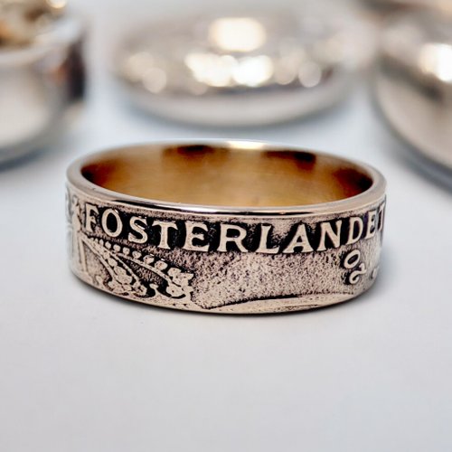 「 LOOT 」RING Swedish Sweden Coin Ring 2 ore 1909-1950, Sweden Crown Ring, Sweden