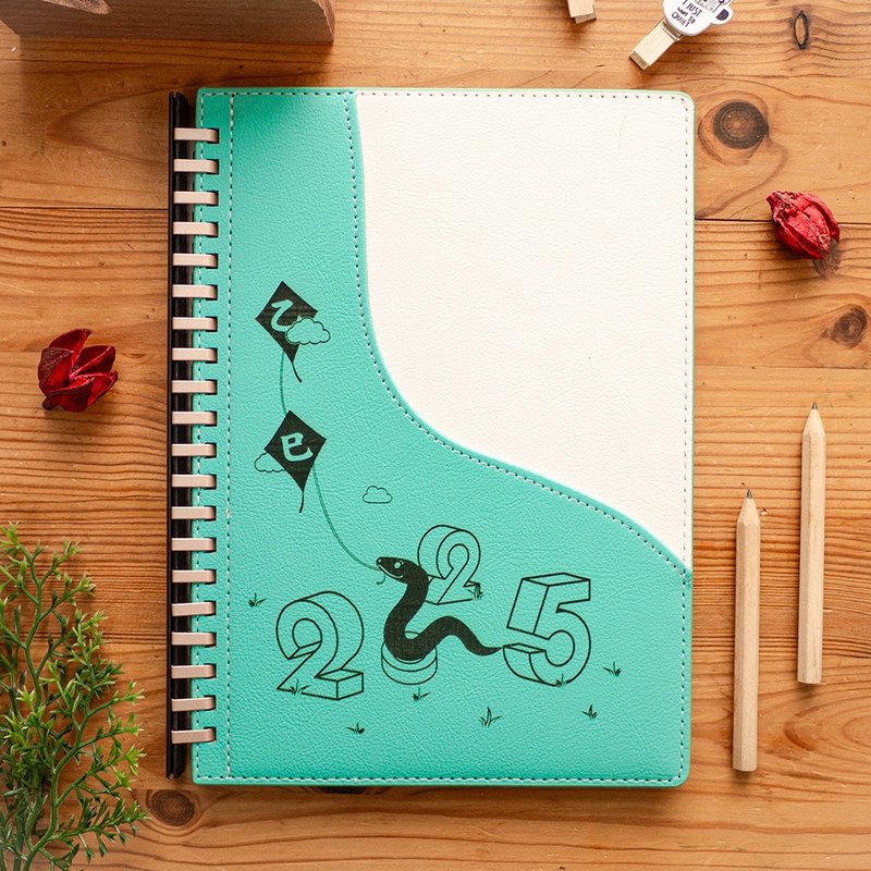 A5 pull-out imitation leather loose-leaf notebook-Dahewanwan. 2025 Let Yourself Go-Mint Green - สมุดบันทึก/สมุดปฏิทิน - กระดาษ สีเขียว