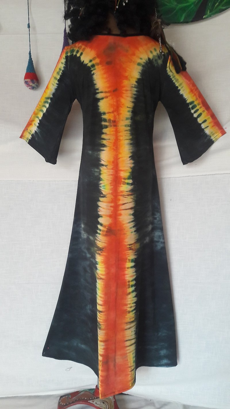 tribal raggae maxi dress - ชุดเดรส - ผ้าฝ้าย/ผ้าลินิน สีดำ