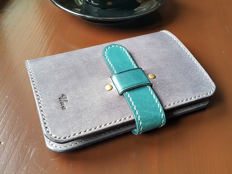 Cowhide two-color plug-in hand-made passport holder, ID holder, card holder, customizable colors available for free printing - ที่เก็บพาสปอร์ต - หนังแท้ หลากหลายสี
