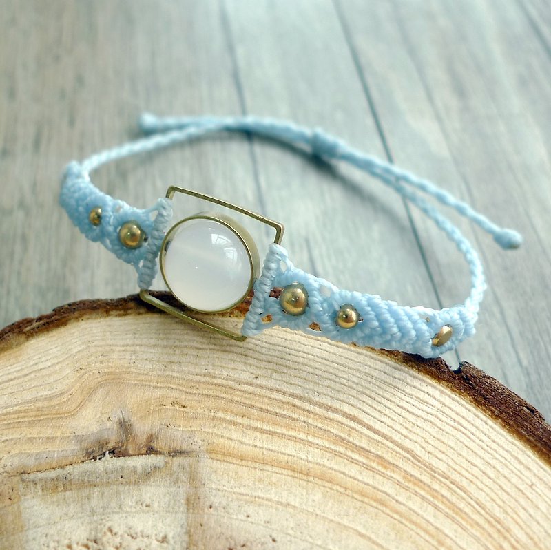 Misssheep-H32-South American Wax Weave White Onyx Brass Bead Bracelet - Bracelets - Other Materials 