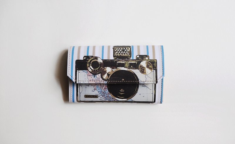 Handmade Paper Purse - Map Camera - Coin Purses - Paper Blue