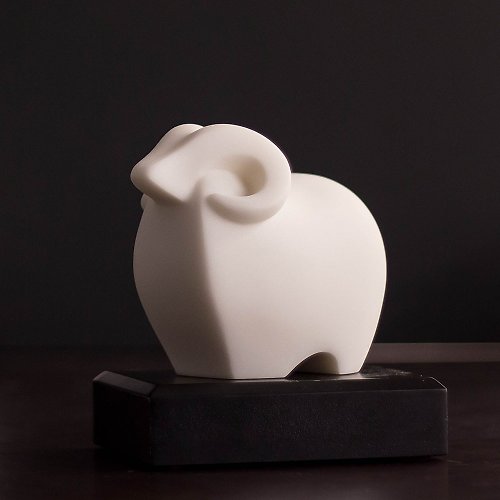 CHU, AN Design 筌美術Gallery Chuan _成長系列-領導羊 羊造型石雕-白