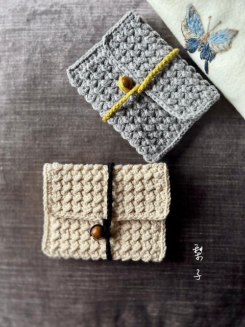 梨子 工作室 梨子設計單品 極簡風格 卡包 各種卡片收納 純手工編織 精梳純棉