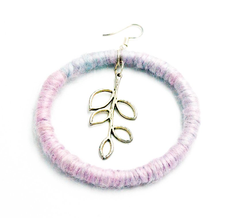 Merino Yarn Earrings - Earrings & Clip-ons - Wool Pink