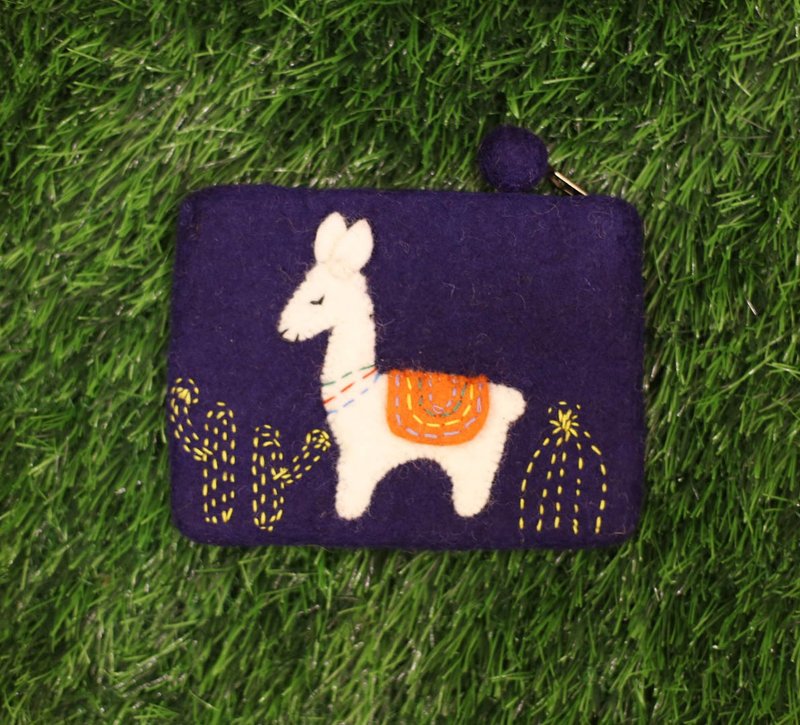 Wool Out of Sheep Mountain Coin Purse Elegant Alpaca - Coin Purses - Wool Blue