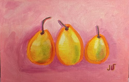 Julia Velyka Art Original Oil Painting Pears Still Life Fruits Wall Decor