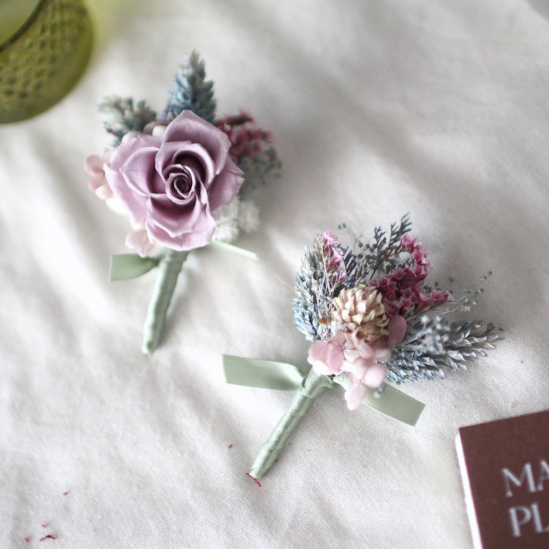 胸花 (乾燥花/永生花) - 復古紫 - 胸花/手腕花 - 植物．花 紫色
