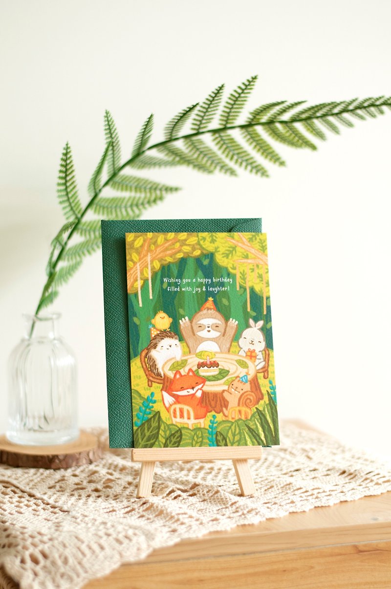 Original forest animal birthday card - การ์ด/โปสการ์ด - กระดาษ สีเขียว