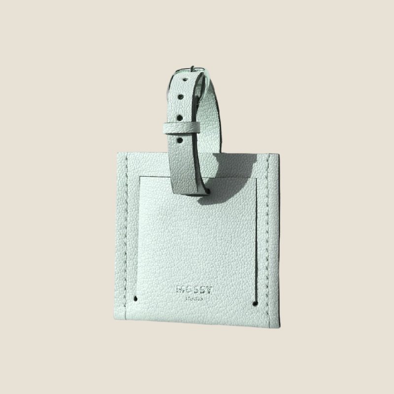 Little Square Luggage Tag Square Genuine Leather Goat Leather Luggage Tag (Bubble Green) - กระเป๋าเดินทาง/ผ้าคลุม - หนังแท้ สีเขียว
