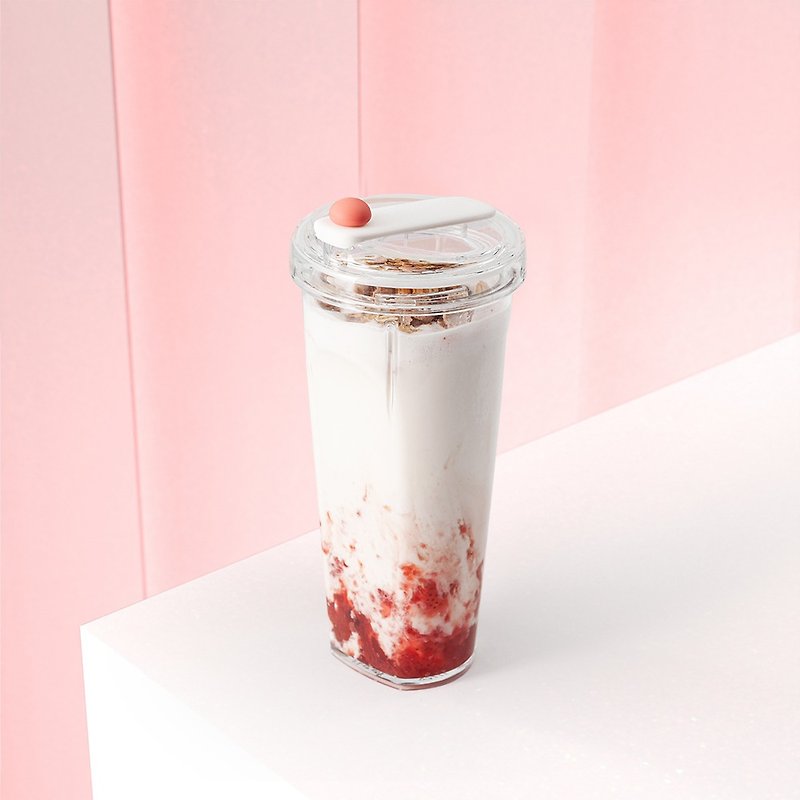 漂浮珍奶杯 / 草莓奶昔 / Tritan材質透明環保飲料杯 - 水壺/水瓶 - 塑膠 紅色