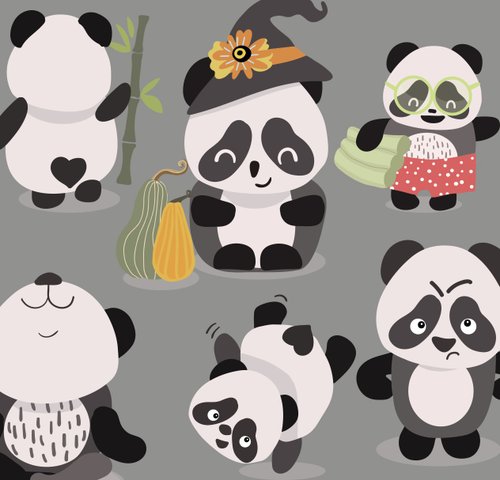 NataLyaroArt Cute pandas hand drawn clipart