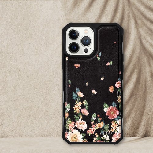 apbs 雅品仕 水晶彩鑽手機殼 iPhone 13全系列軍規防摔皮革磁吸手機殼-夜紛飛(黑殼)