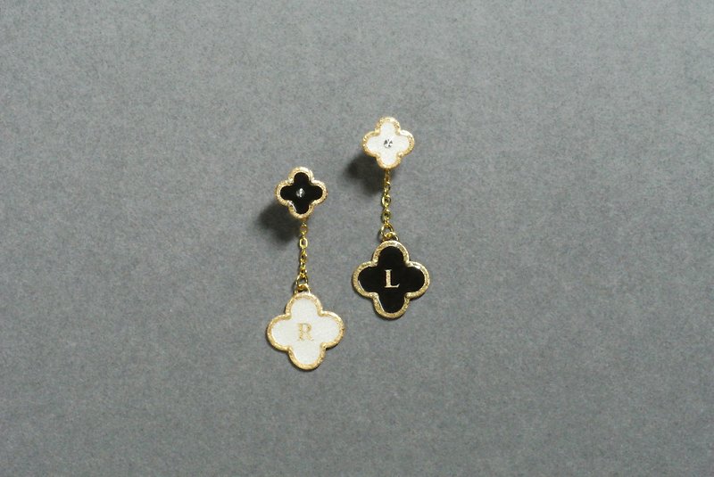 Lucky Grass English Letters (optional English letters) Earrings - ต่างหู - กระดาษ ขาว