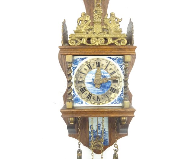 Zaanse DELFT Dutch Wall Clock Vintage Antique 8 day Warmink WUBA