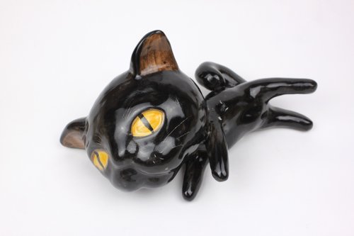 素敵な小さな粘土の3次元の手作りの装飾_Big Black Lazy Cat 0502-04