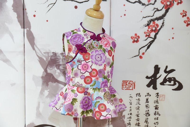 Handmade cheongsam modified top - เสื้อยืด - ผ้าฝ้าย/ผ้าลินิน สึชมพู