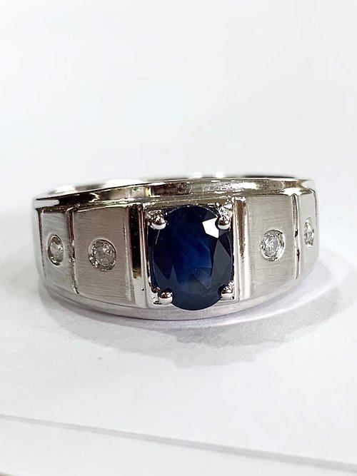 Juno Jewelry 嘉龍珠寶 天然藍寶石鑽石戒指 1.12克拉藍寶石 南非鑽石 男戒 K金戒台