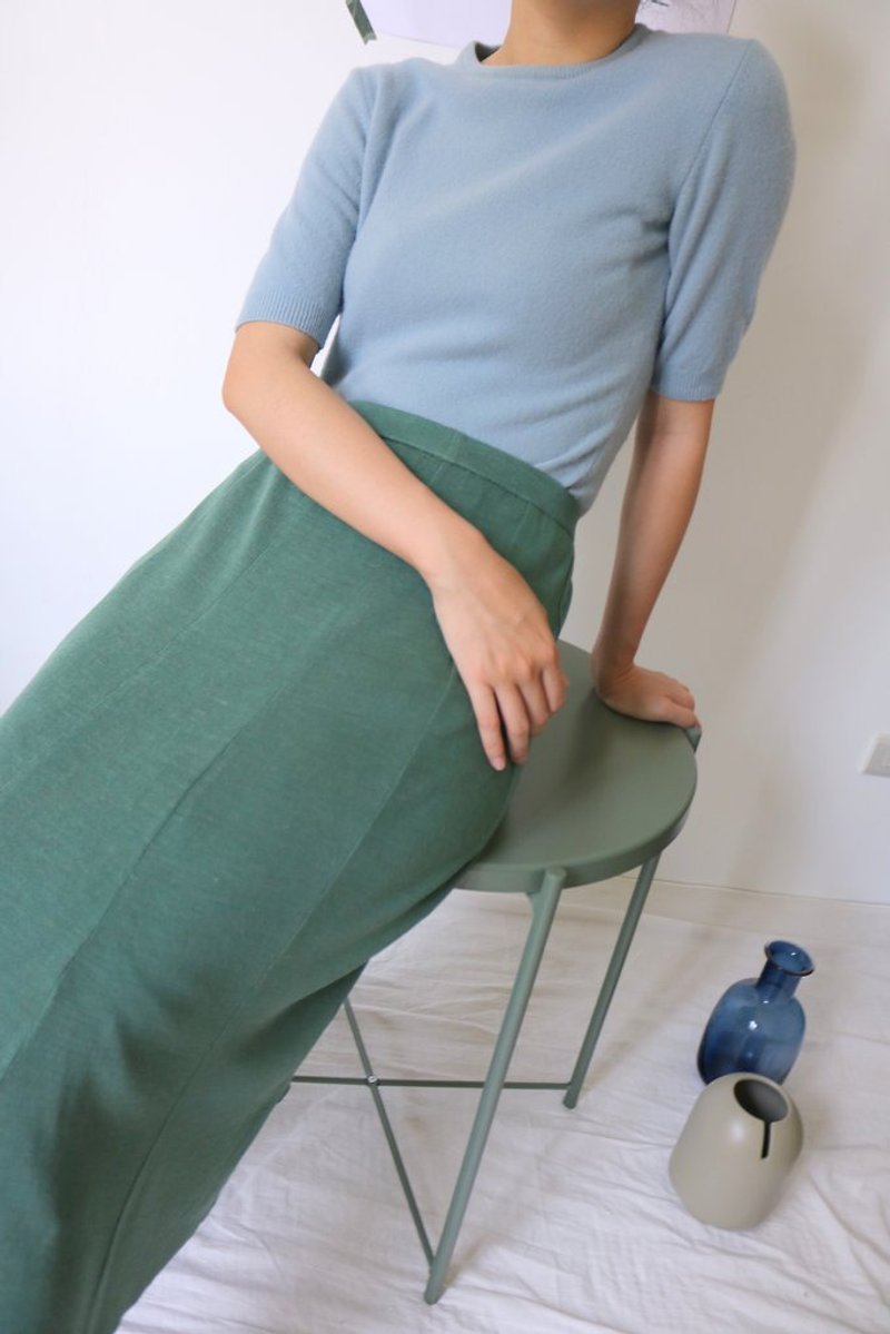 Trine Sweater 淺藍色五分袖換季喀什米爾毛衣  可選它色 - 女毛衣/針織衫 - 羊毛 