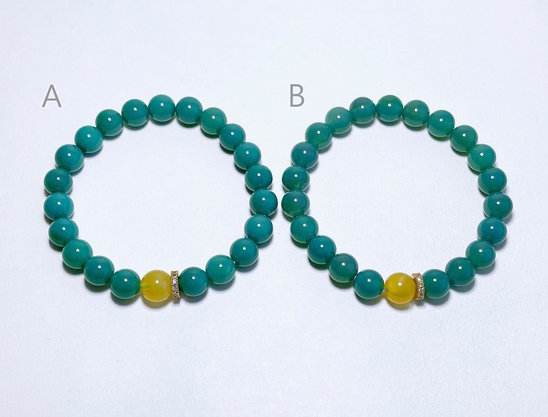 Natural mineral turquoise agate 8 mm beeswax bracelet - Bracelets - Semi-Precious Stones Green