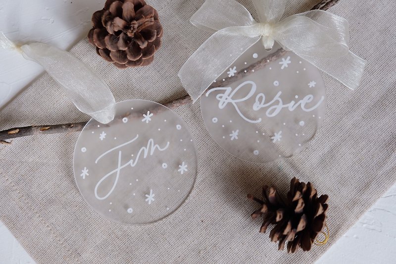 cottontail personalised calligraphy christmas acrylic ornaments - Items for Display - Acrylic Transparent