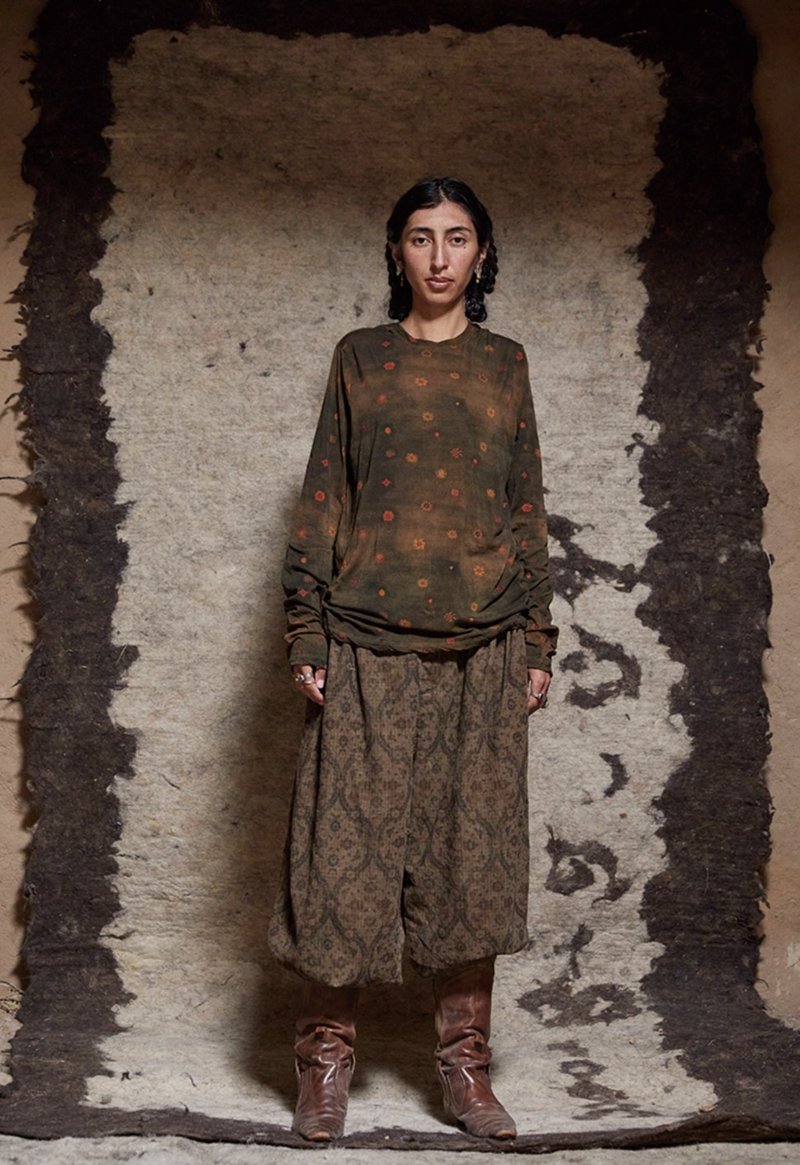 復古文青 印花針織T恤 休閒上衣 - 女上衣/長袖上衣 - 其他材質 多色