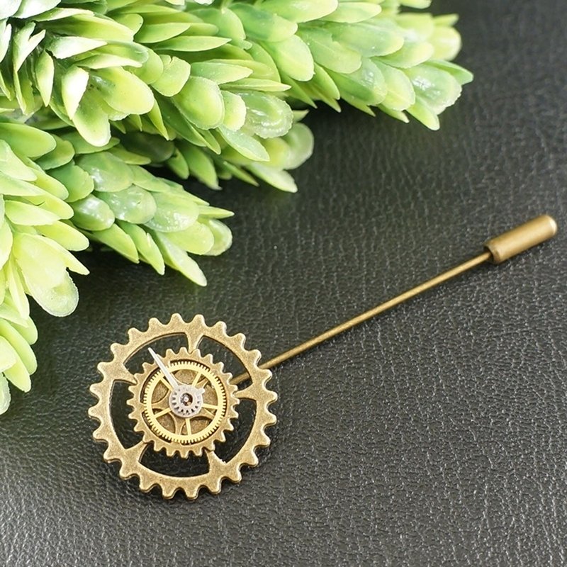 Steampunk Pin Brooch Watch Parts Gears Round Gear Brooch Pin Jewelry Accessories - 胸針 - 其他金屬 金色