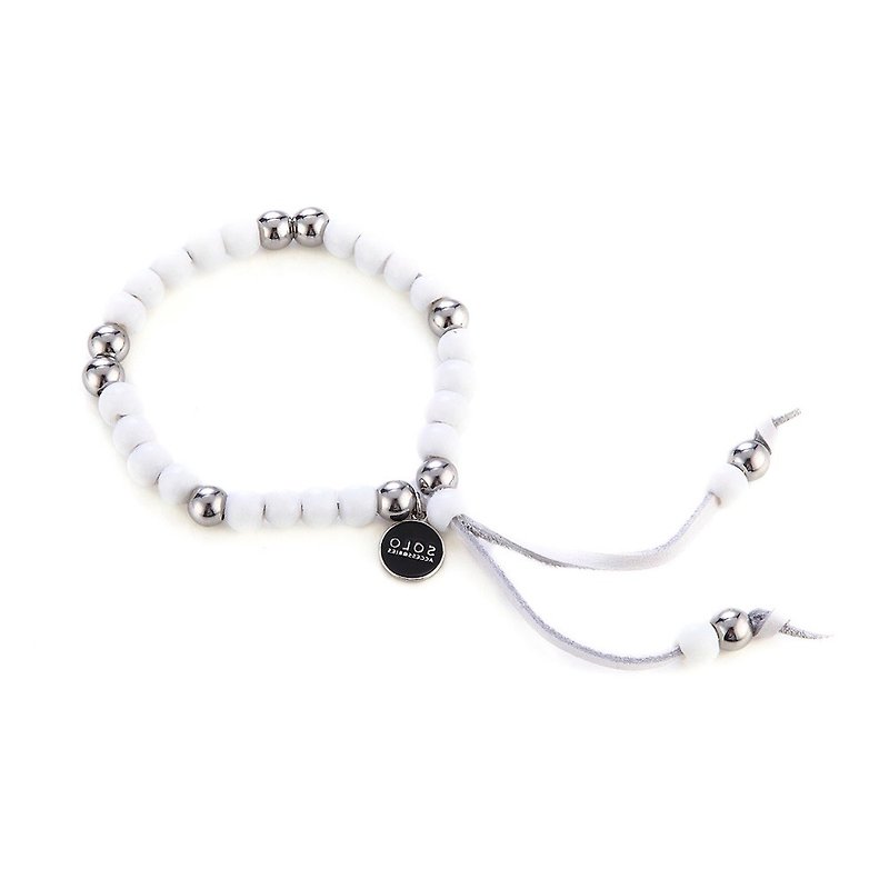 琉璃串珠手環 Lazurite Beads Bracelet - 手鍊/手鐲 - 其他金屬 白色
