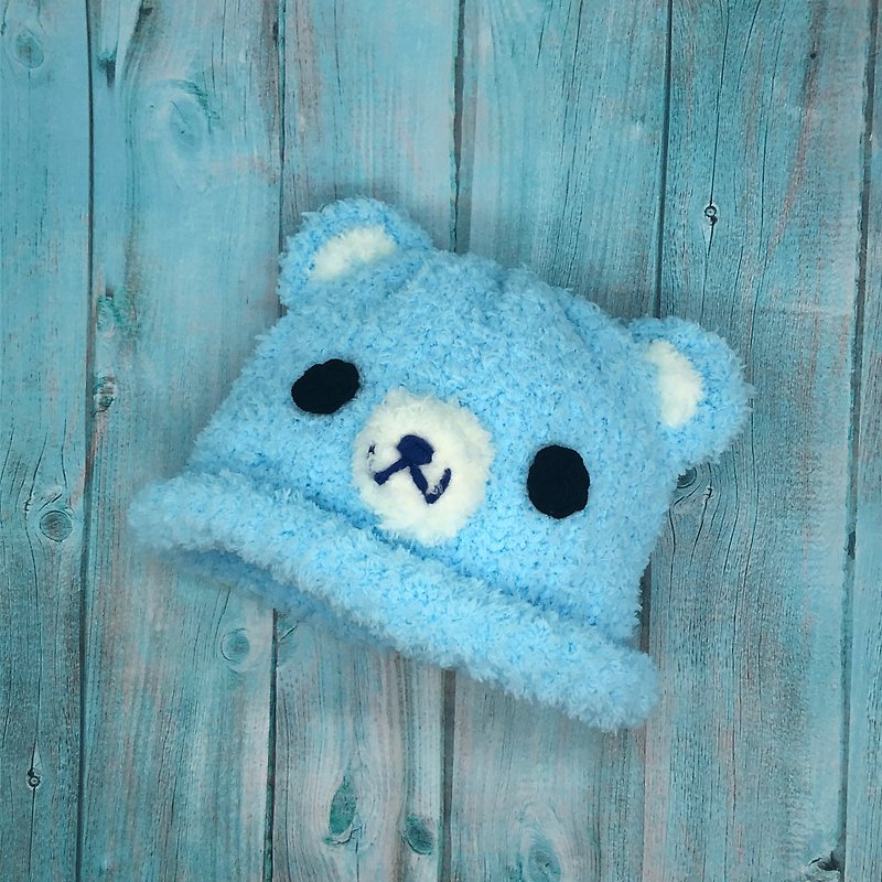 冰心熊-毛線編織寶寶毛線帽 彌月禮 週歲禮 (大人小孩尺寸皆有) - 嬰兒帽子/髮帶 - 聚酯纖維 藍色