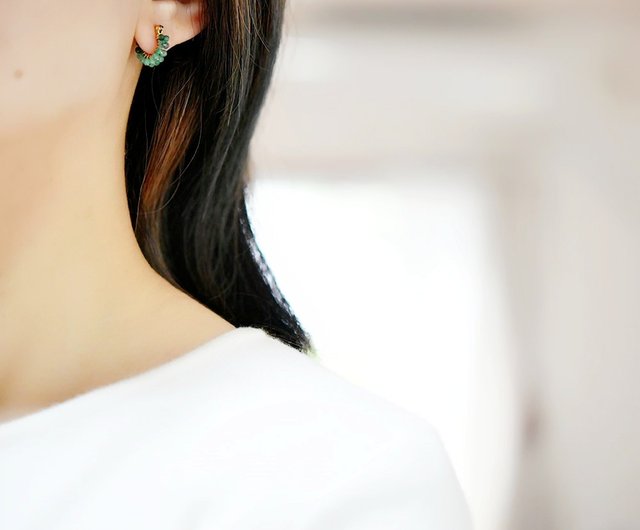 ブラックオパール2連フープピアス/イヤリング ブラックオパール2連フープピアス/イヤリング 2 連 リング ピアス