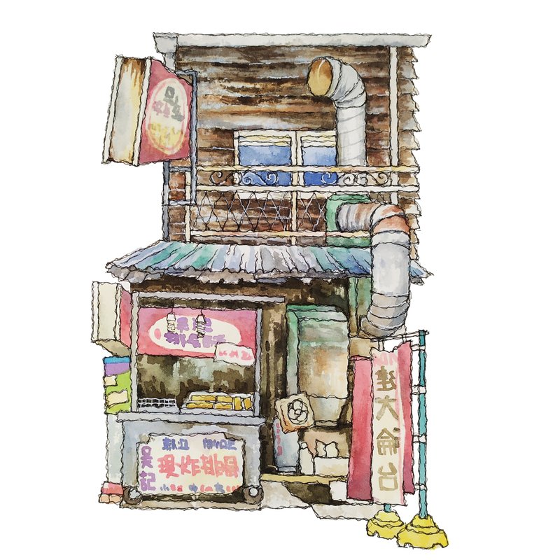 台灣街屋-嘉義排骨酥店-數位微噴懷舊海報 - 壁貼/牆壁裝飾 - 紙 