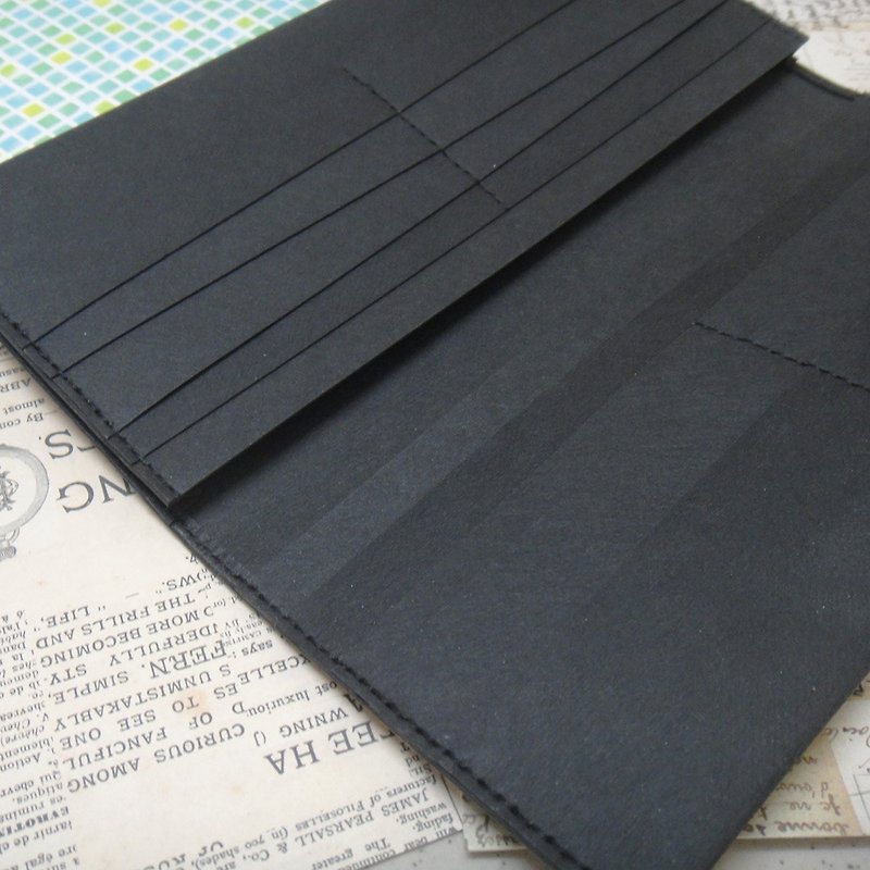 長財布洗えるポケットベル（カスタマイズ可能） - 財布 - 紙 ブラック