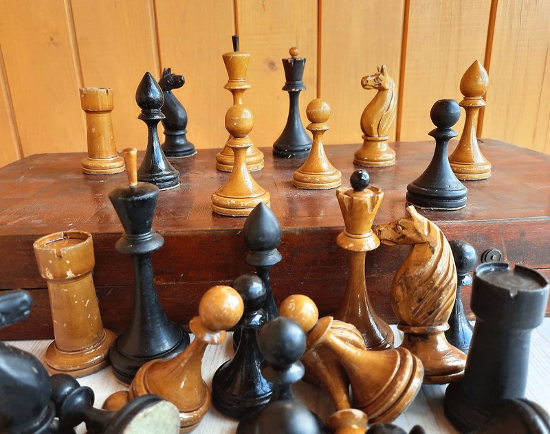 Antique Soviet chess set 1940s KULTSPORT rare old Russian wooden chess vintage - อื่นๆ - ไม้ 