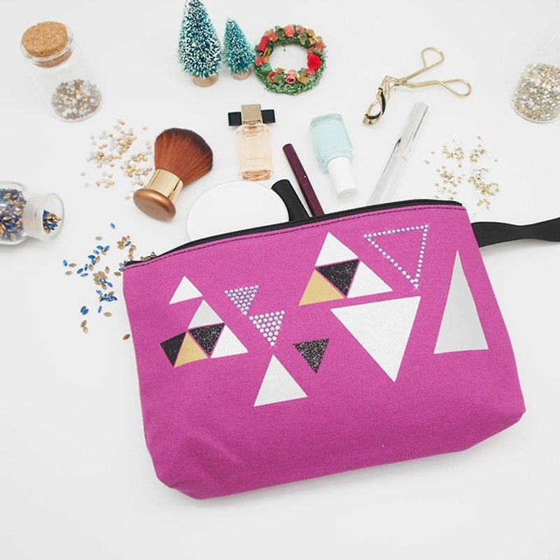 [GFSD] Rhinestone Boutique-Simple Series-Lavender [Overlap] Portable Universal Cosmetic Bag - Handbags & Totes - Cotton & Hemp Purple