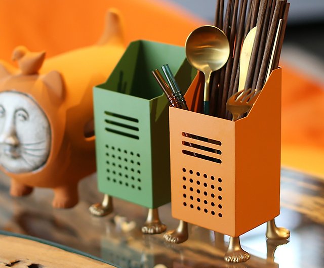 可愛貓腳筷子瀝水筒家用廚房餐具收納架文具筆筒 設計館空之喵喵 收納盒 收納用品 Pinkoi