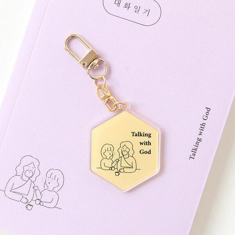 Gracebell Daily Series Acrylic Key Ring 02.Talking with God - ที่ห้อยกุญแจ - พลาสติก ขาว