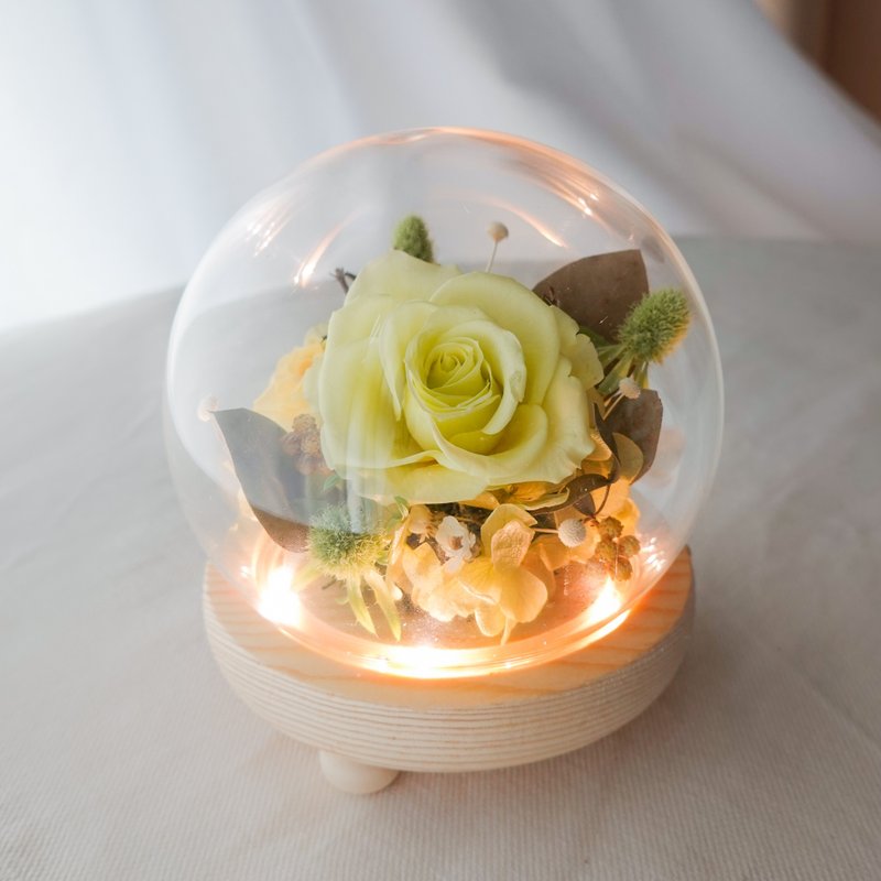 Double rose night light glass cup-bright green - Dried Flowers & Bouquets - Plants & Flowers Green