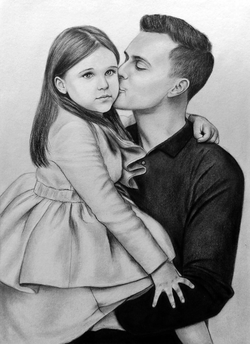 Realistic personal portrait Custom Drawing from Photo - 似顏繪/客製畫 - 紙 黑色