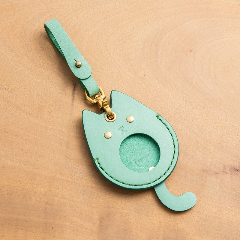 動物系列- Gogoro鑰匙皮套(湖水綠-貓咪) - 鑰匙圈/鑰匙包 - 真皮 綠色
