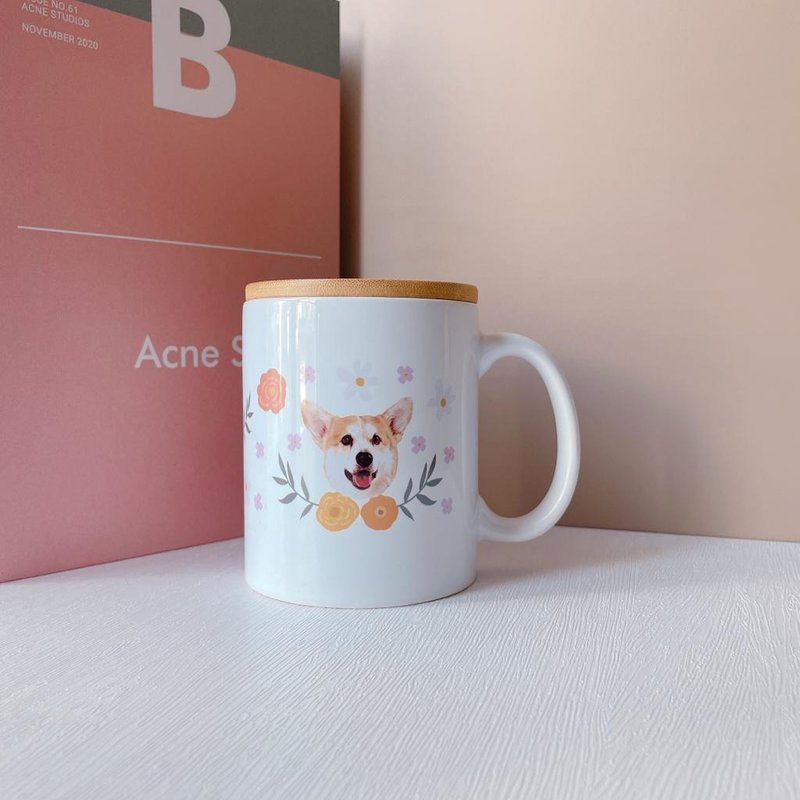 客製寵物陶瓷杯連木製杯蓋 - 其他杯子 - 陶 多色