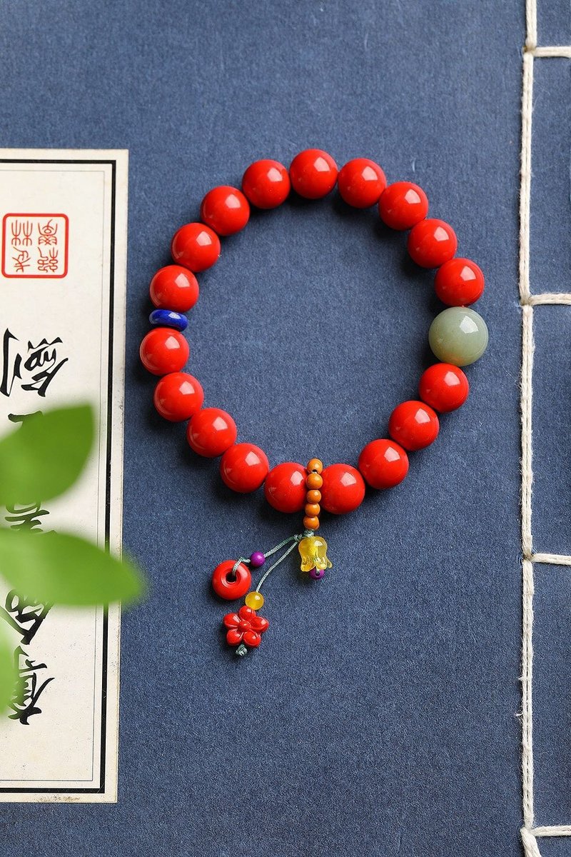 天然原礦硃砂精品紅砂單圈手鏈 硃砂含量高達95%以上 - 手鍊/手環 - 寶石 