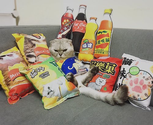 Meow手作樂園 肥宅系列零食 飲料貓草包
