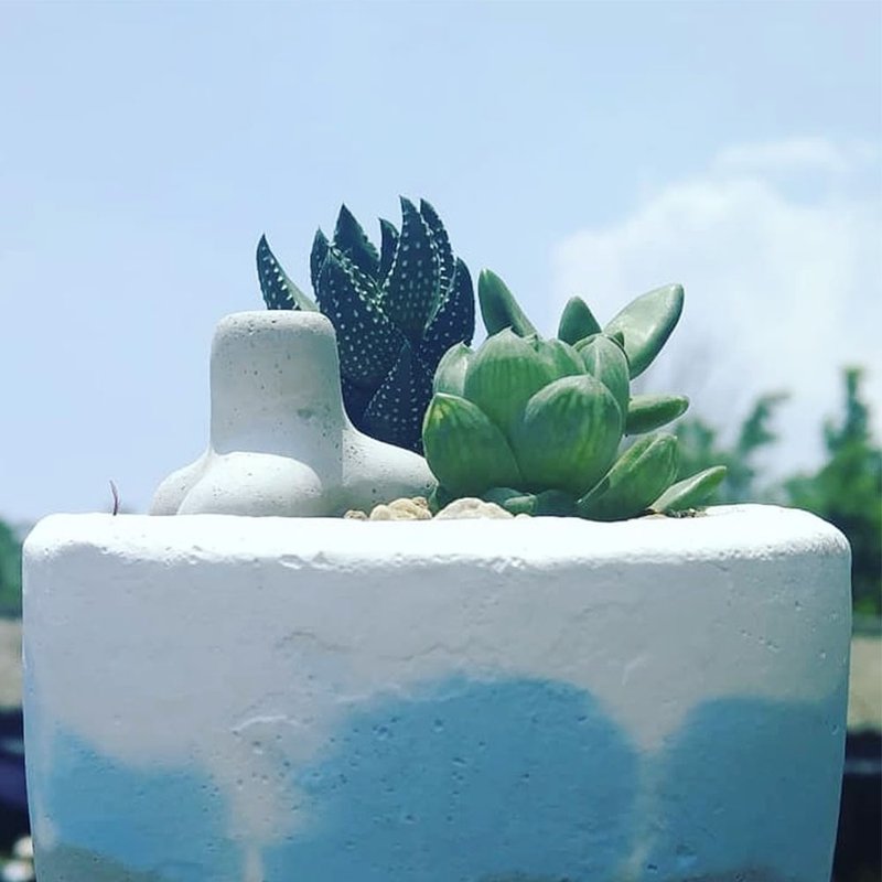 泥盆組盆體驗材料包 | 海景第一排 - 花藝/盆栽/植栽 - 水泥 藍色