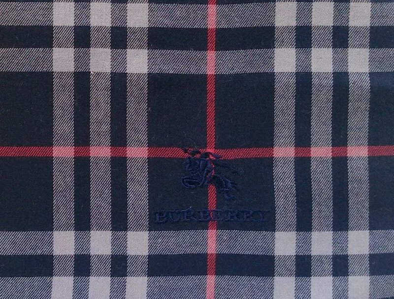 Burberry Nova Check Vintage Handkerchief Women Handkerchief 19 x 18.5 inches - 手帕 - 棉．麻 藍色