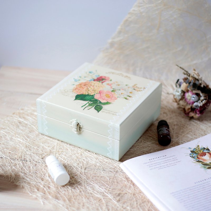 木箱25グリッド鉛筆の精油木製の箱のロマンチックなレース刺繍の花のコーンの木エッセンシャルオイル15ミリリットルの水 - アロマ・線香 - 木製 