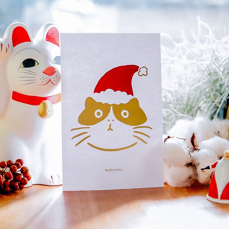 WHOSMiNG クリスマスカード-XMAS CAT - はがき‧メッセージカード - 紙 ホワイト