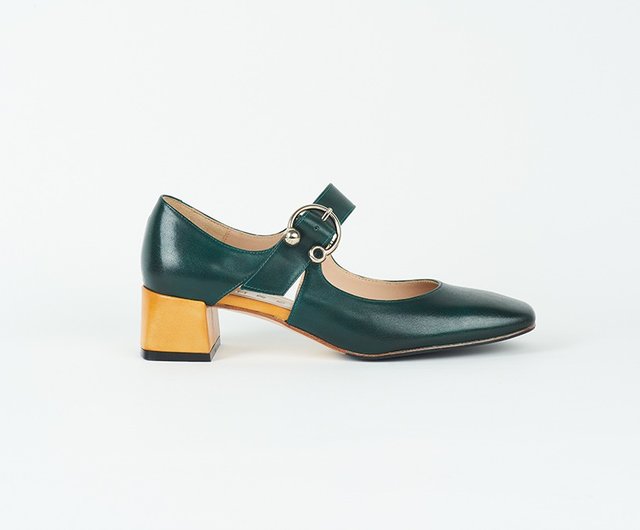 4.6 Buckle Mary Jane Heels Malachite Green Shop HTHREE Mary