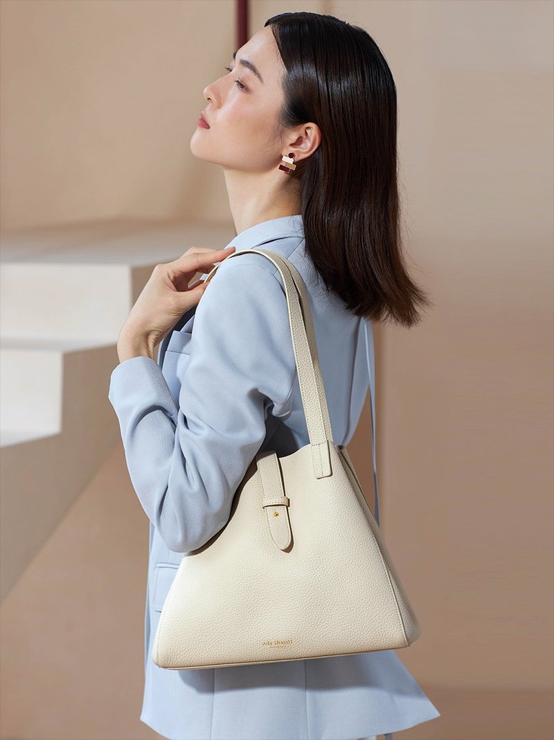 togo leather large capacity tote bag leather soft bag shoulder handbag - กระเป๋าแมสเซนเจอร์ - หนังแท้ ขาว