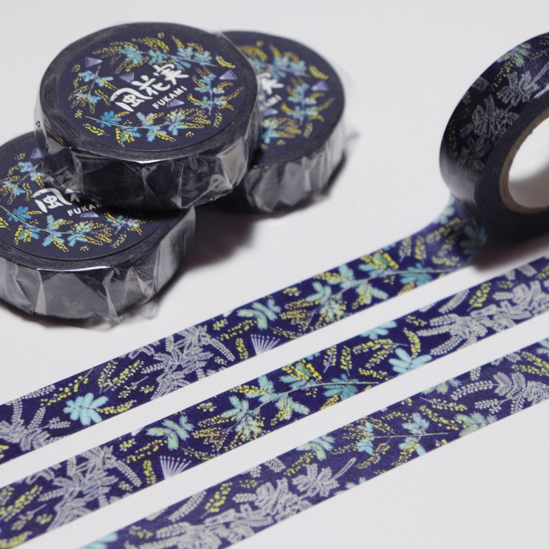 Japanese paper masking tape / Mimosa / Made in Japan - Washi Tape - Paper Blue